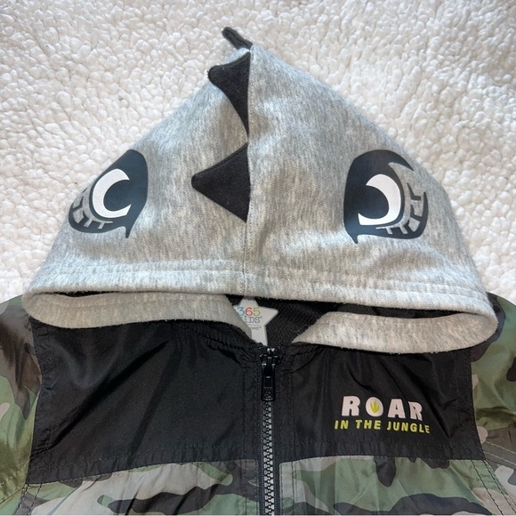 Boys Size 4 Dinosaur Camo Hooded Zip Jacket - Picture 5 of 9